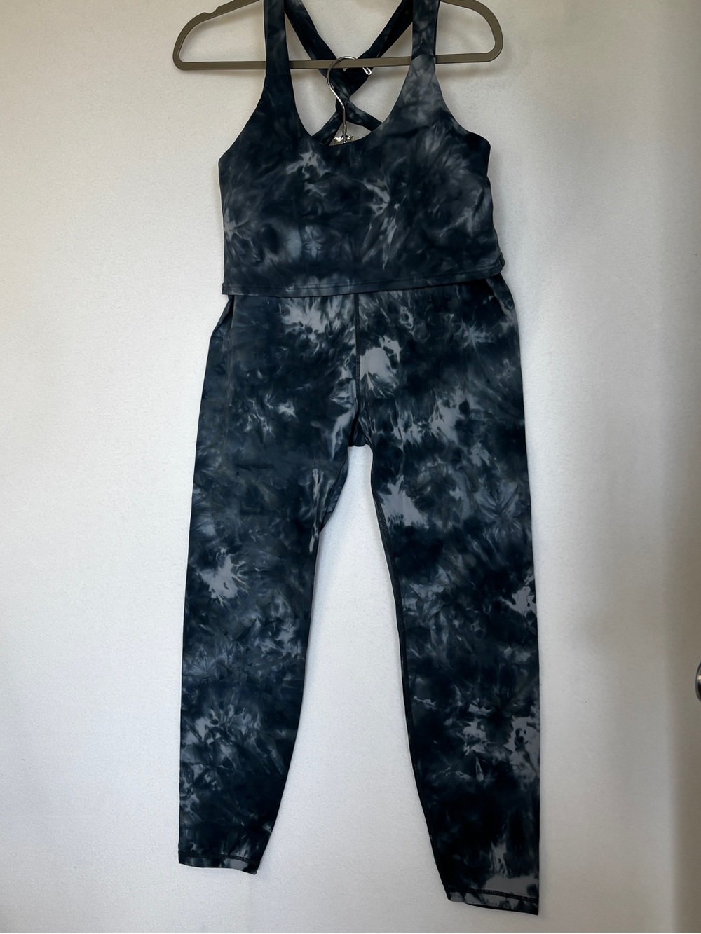 Savvy XL  Exercise Leggings and Sports Bra Blue/Grey Stretch Flattering